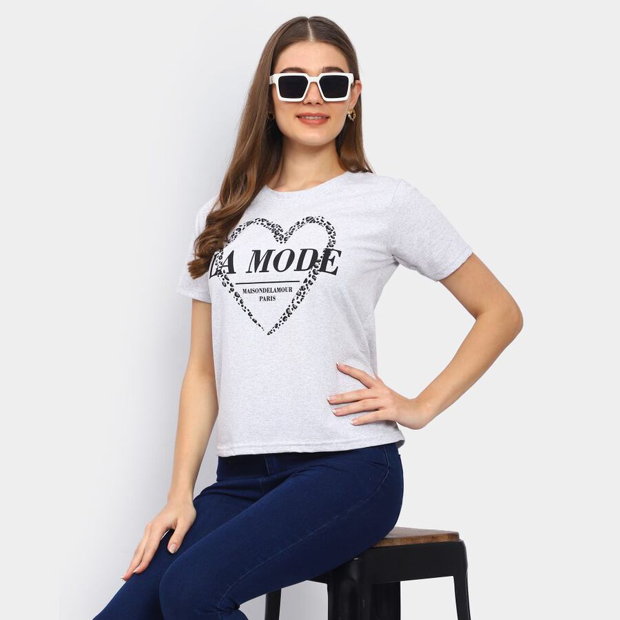 Ladies' Cotton T-Shirt, Melange Light Grey, large image number null